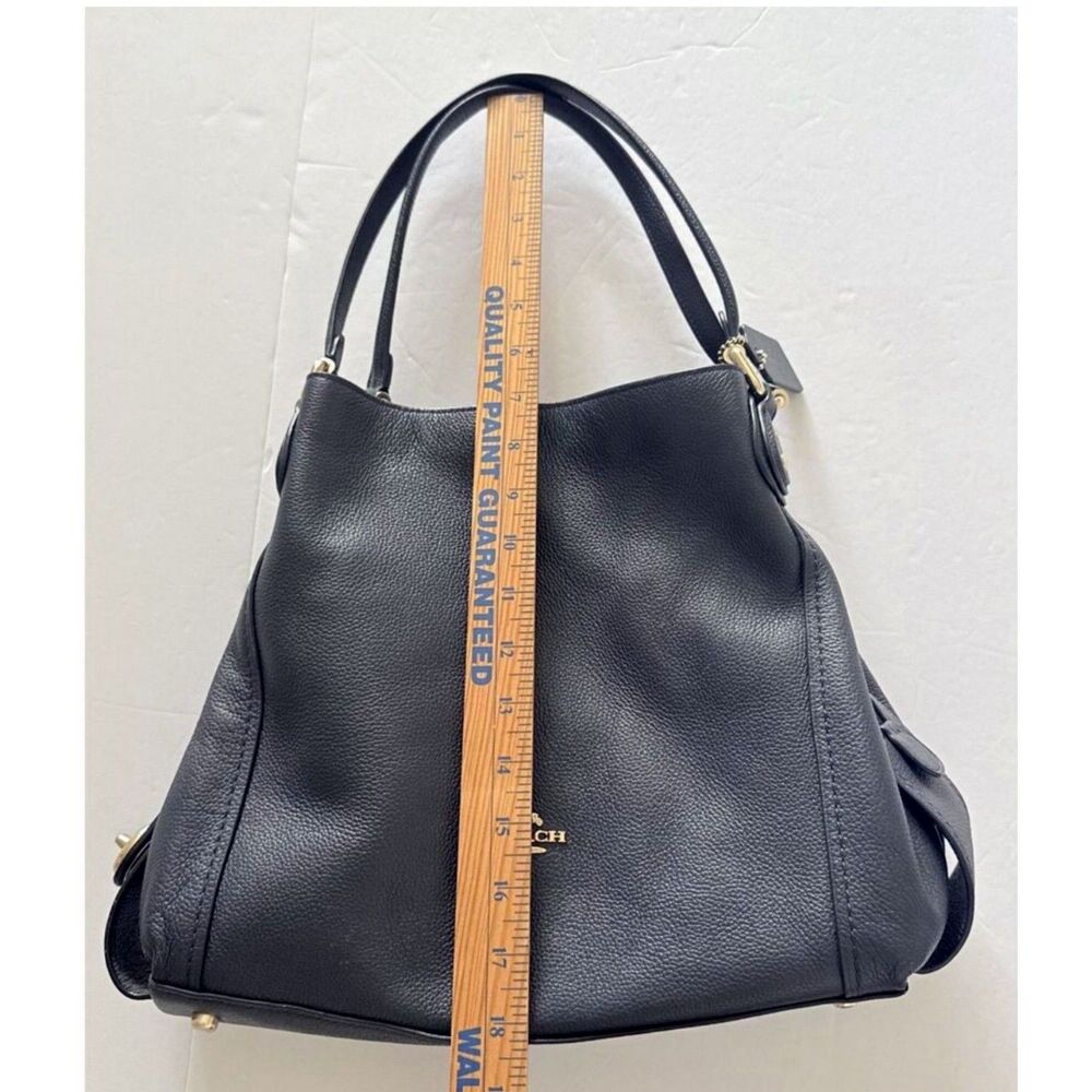 Coach Edie 31 Shoulder Bag Pebble Leather Slouchy Tote Polished Dark Blue Purse - Picture 11 of 11